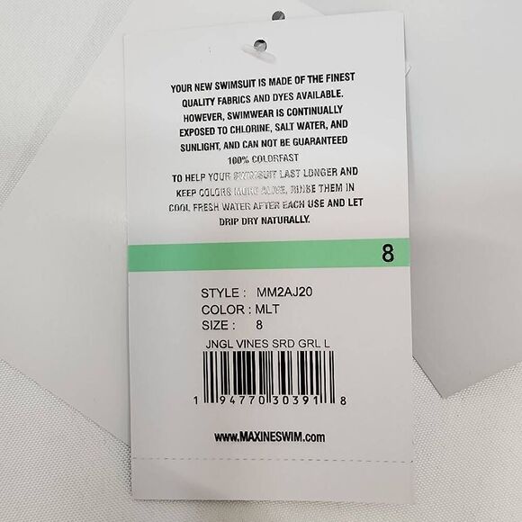 Maxine Of Hollywood Size 8 Womens Jungle Vines Multicolor Tropical Swimsuit - Picture 6 of 7